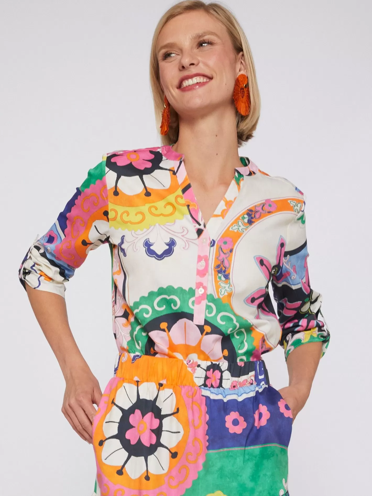 Camisas | Vilagallo Camisa Algodon Satin Suzani Print