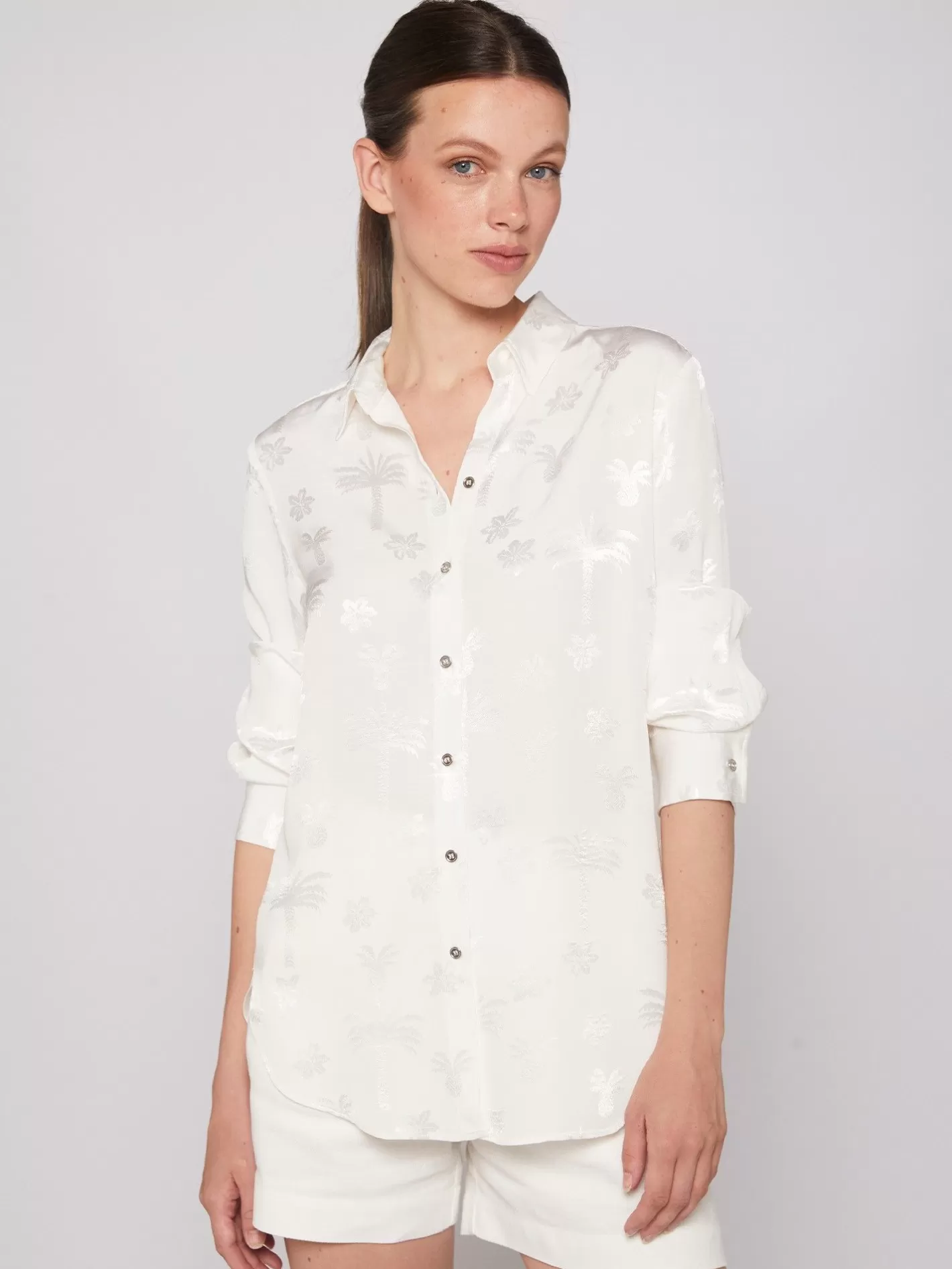 Camisas | Vilagallo Camisa Blanca Jacquard La Palma