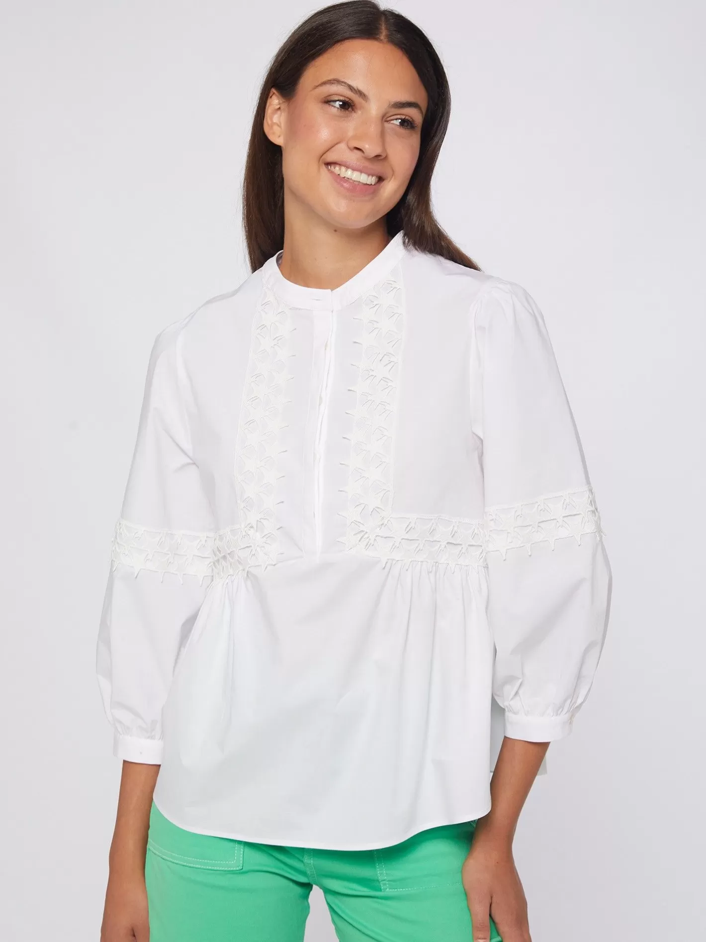 Camisas | Vilagallo Camisa Blanca Poplin Detalle Estrellas