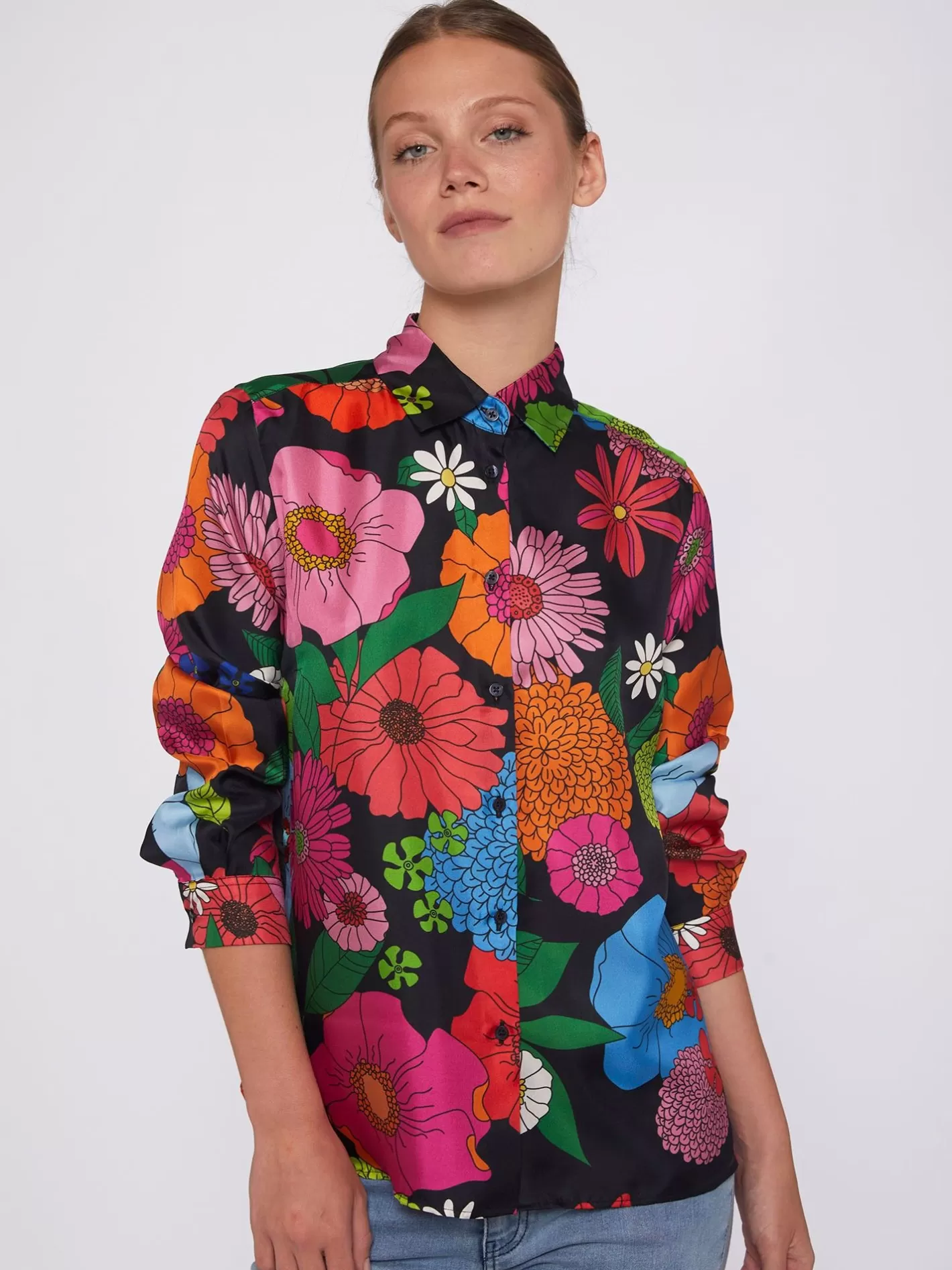 Camisas | Vilagallo Camisa De Seda Maxi Flowers