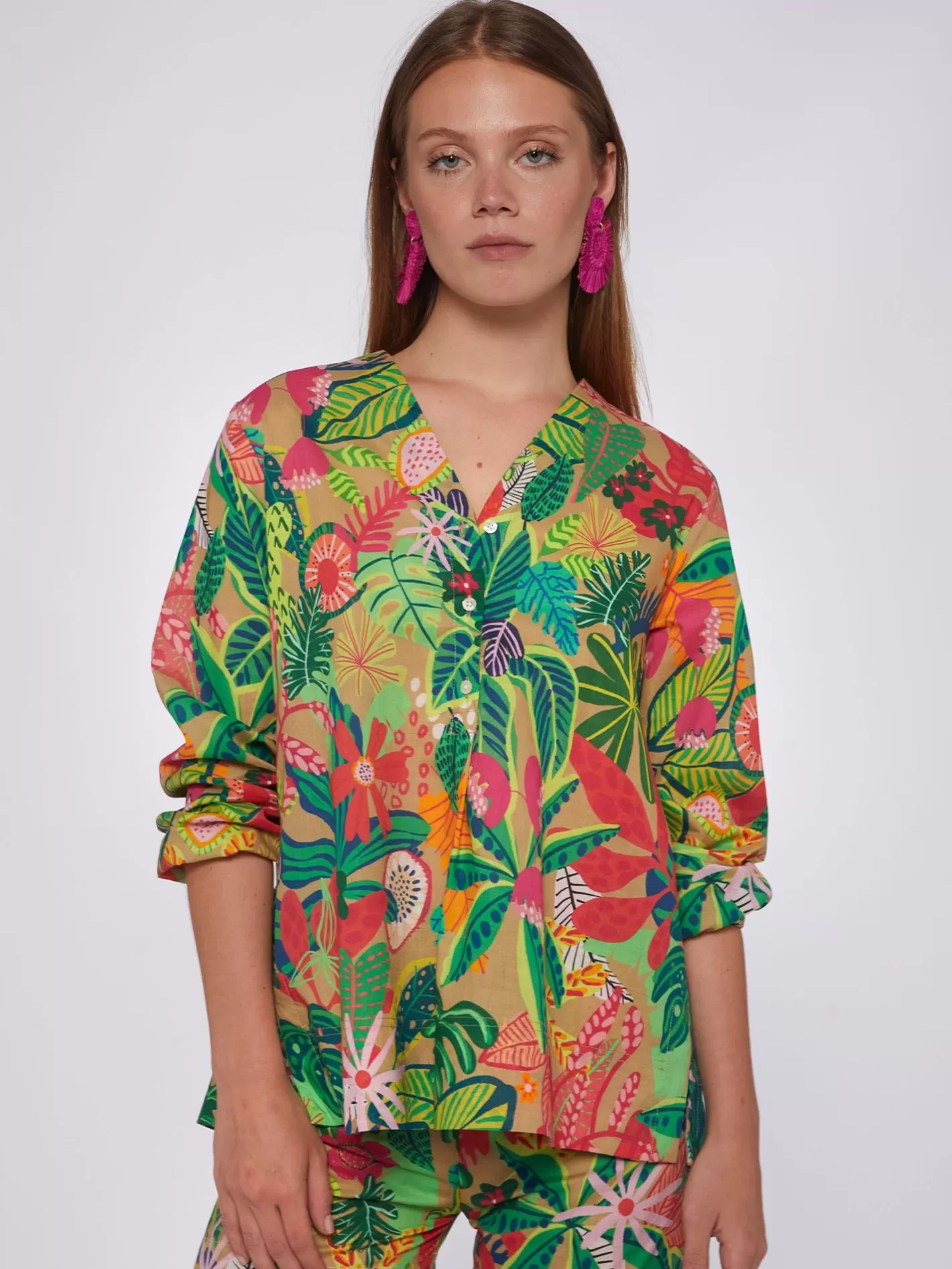 Camisas | Vilagallo Camisa Ebba Tropical Print Voile