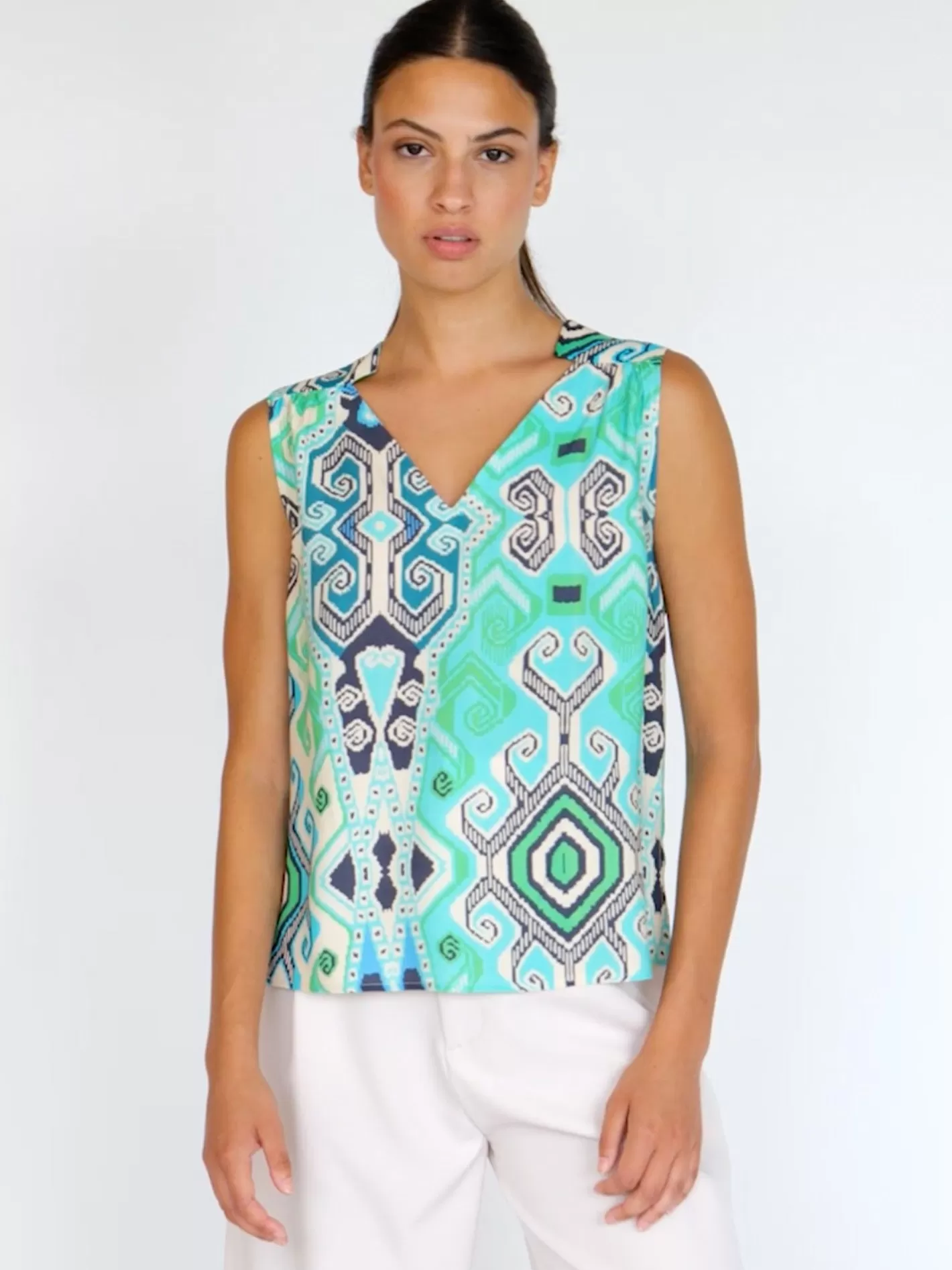 Camisas | Vilagallo Camisa Estampado Navajo Turquesa