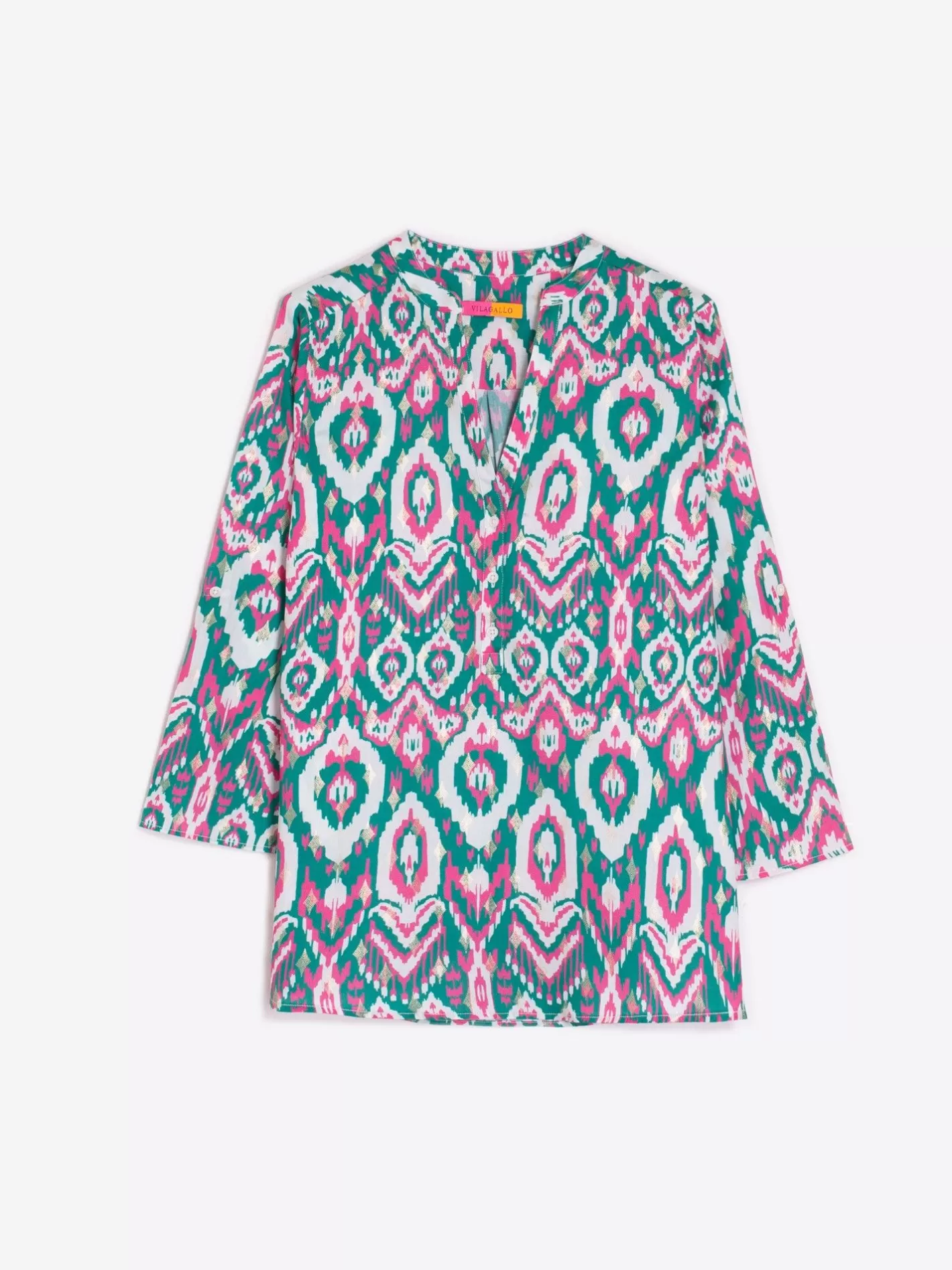 Camisas | Vilagallo Camisa Francina Ikat Green Pink Gold