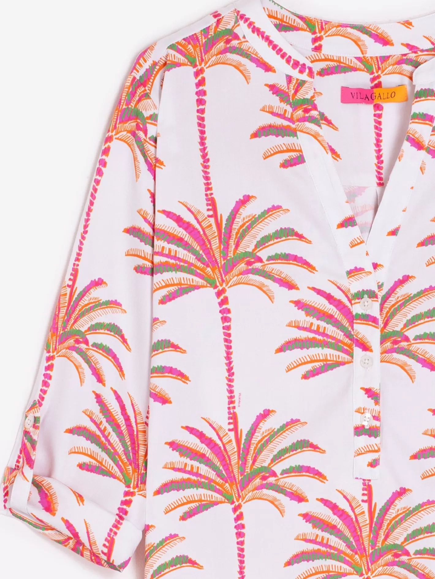 Camisas | Vilagallo Camisa Francina Pink Palm Tree Print