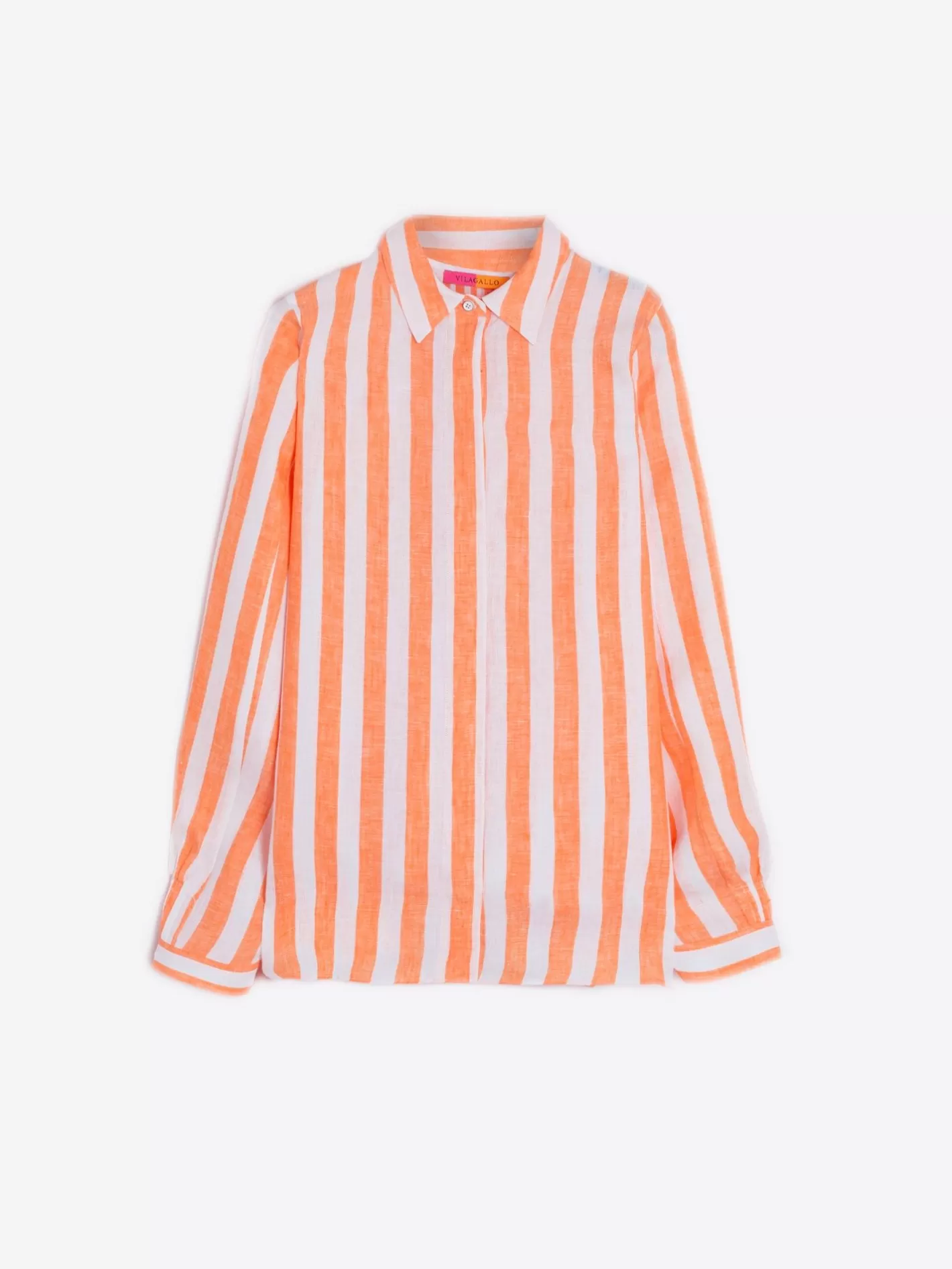 Camisas | Vilagallo Camisa Ginger Orange Linen Stripes