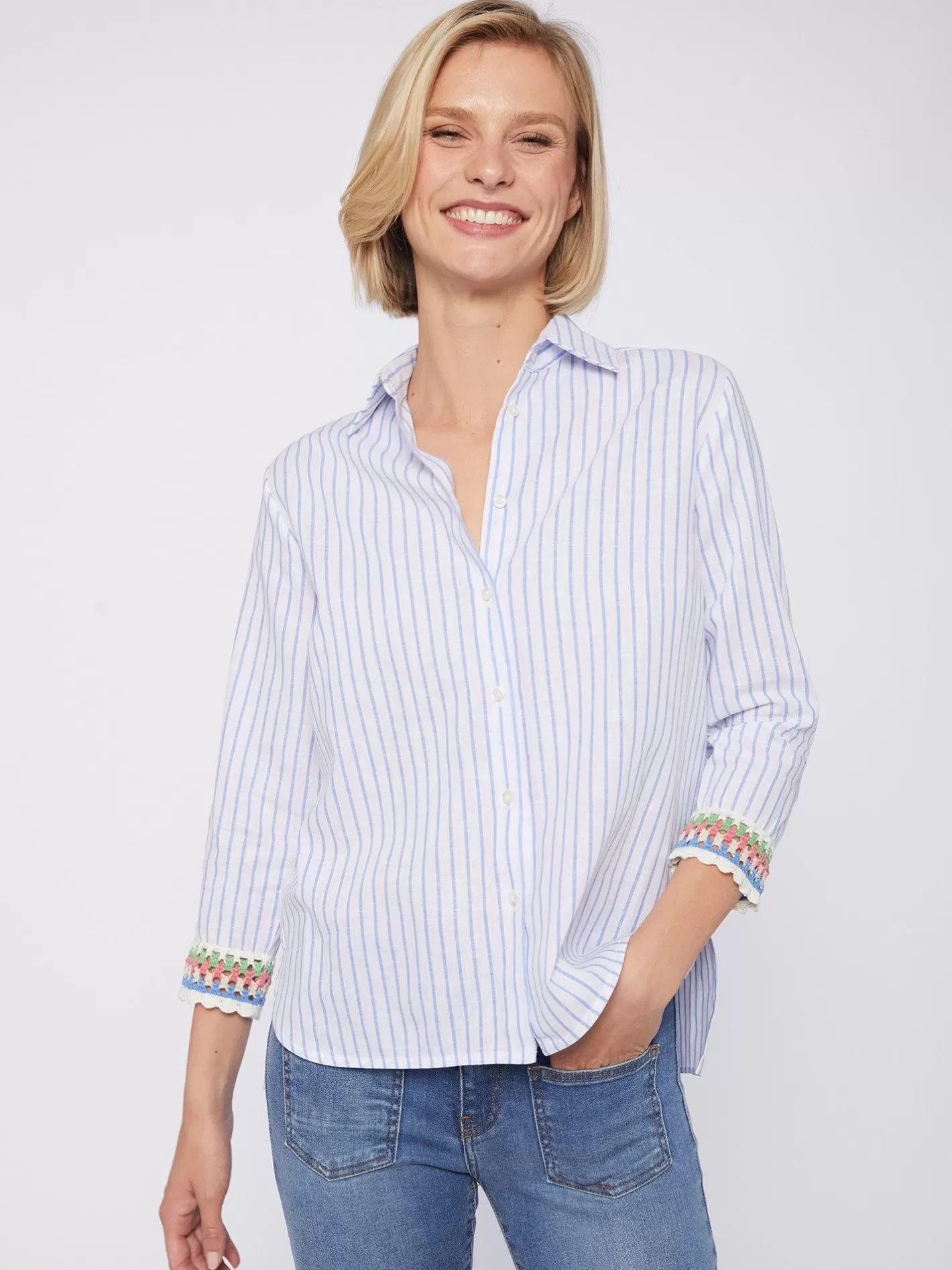 Camisas | Vilagallo Camisa Rayas Con Lino Pasaman