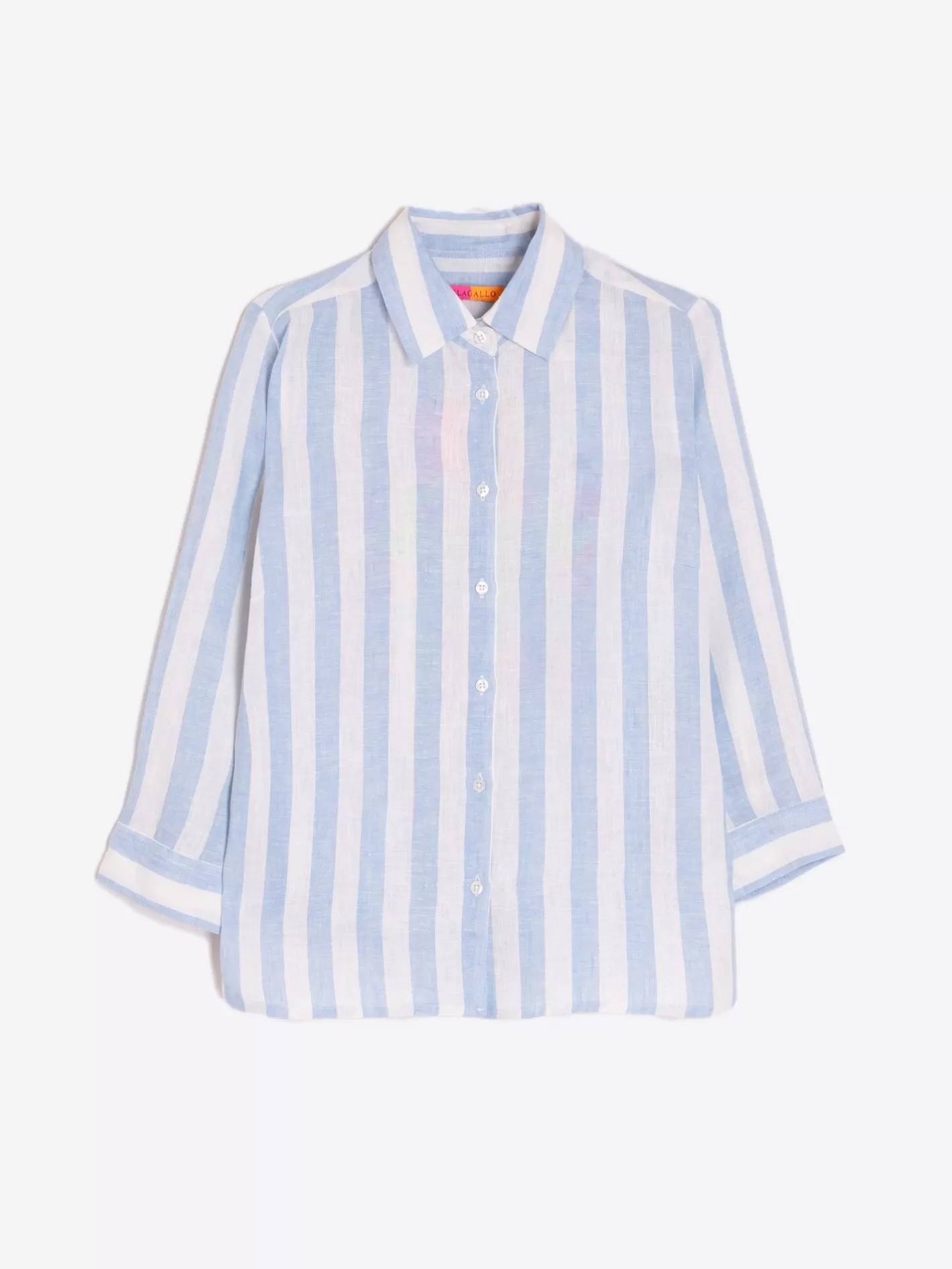 Camisas | Vilagallo Camisa Sara Emb Blue Linen Stripe L