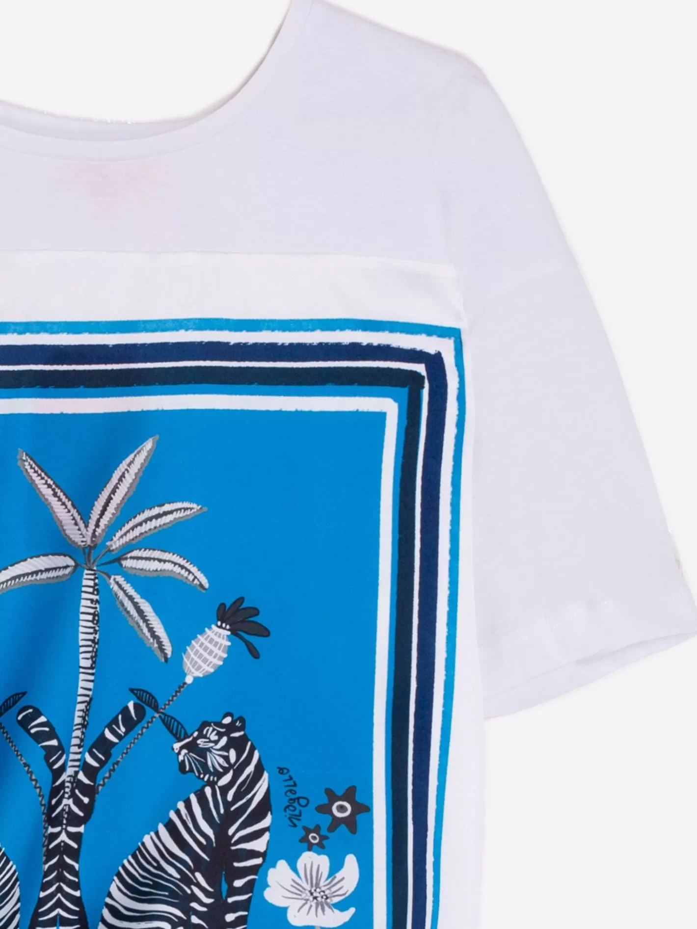 Camisetas | Vilagallo Camiseta Nudo Delantero Azul Tropical