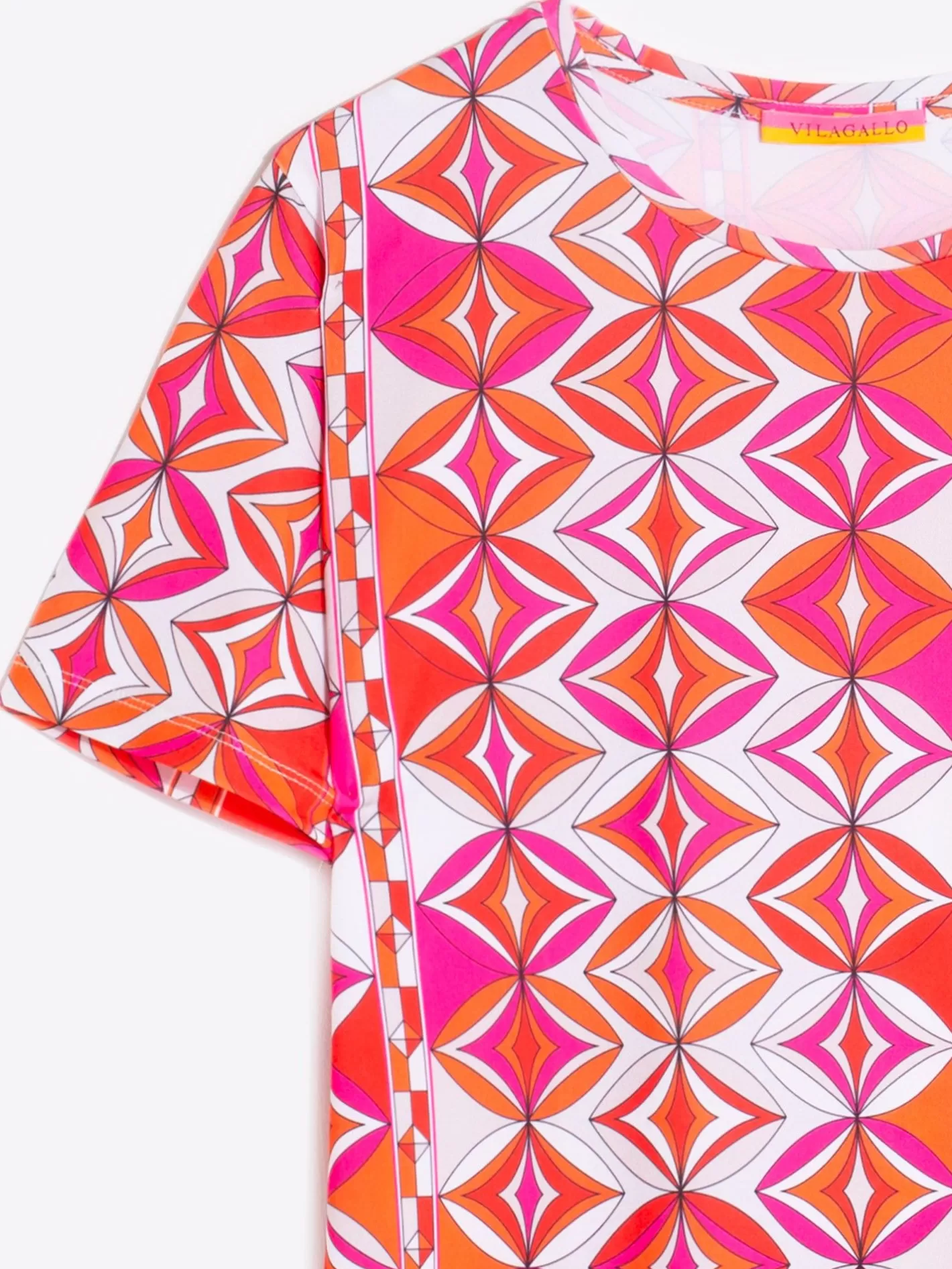 Camisetas | Vilagallo Camiseta Punto Estampado Geometrico Rosa