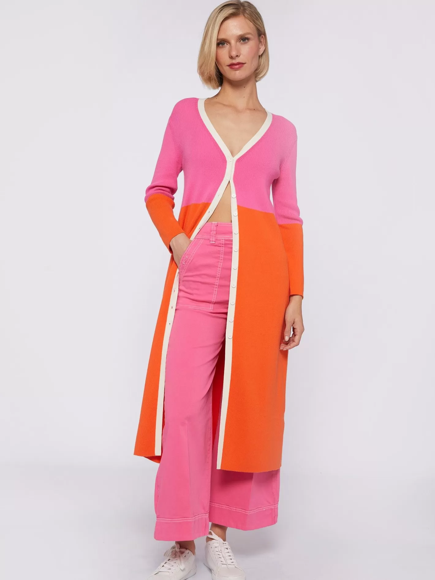 Punto | Vilagallo Cardigan Bicolor Rosa Naranja