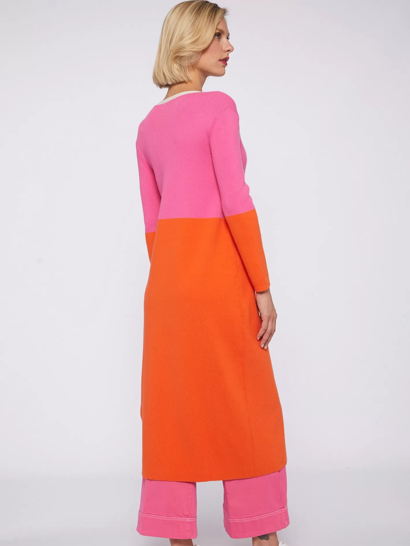 Punto | Vilagallo Cardigan Bicolor Rosa Naranja