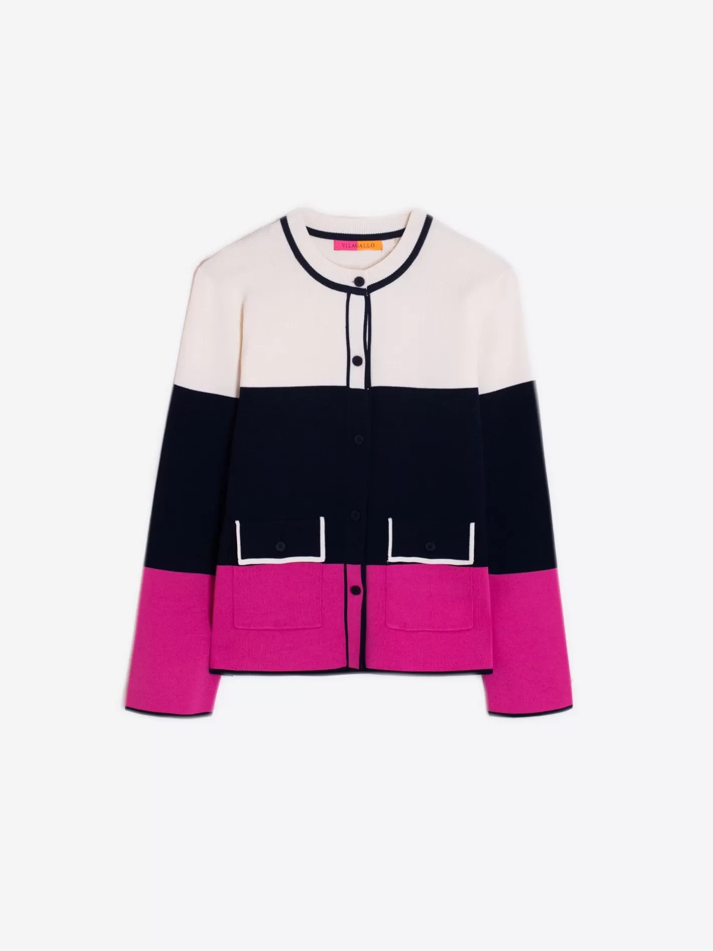 Punto | Vilagallo Cardigan Tricolor Rosa Marino