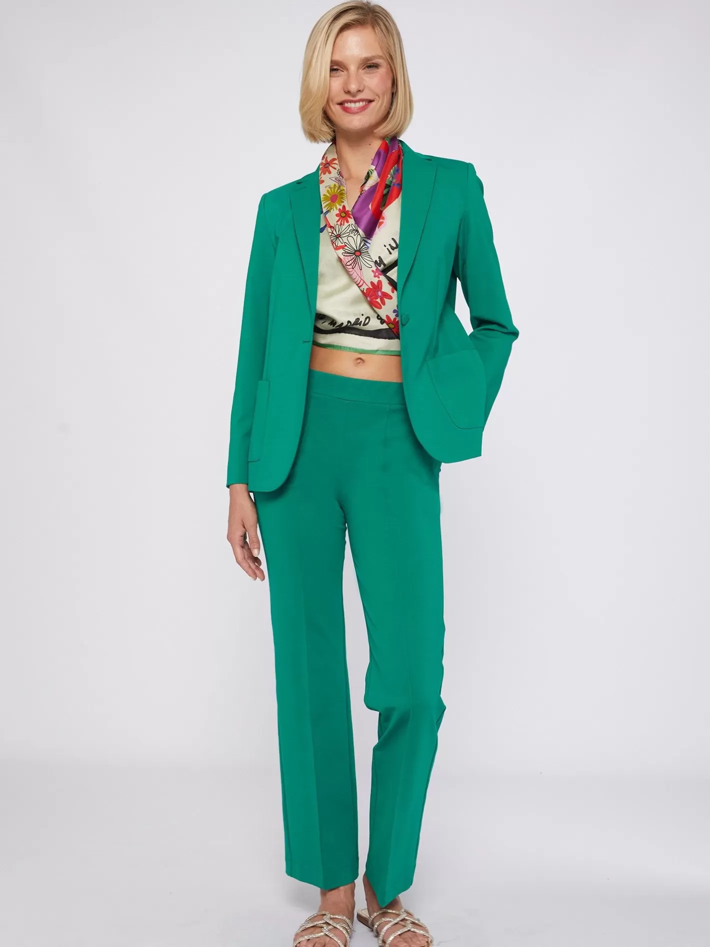 Chaquetas | Vilagallo Chaqueta Harlow Green Knit Perfect Fit