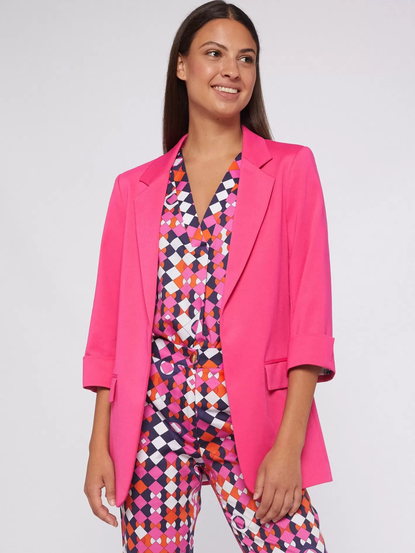 Chaquetas | Vilagallo Chaqueta Punto Rosa Perfect Fit