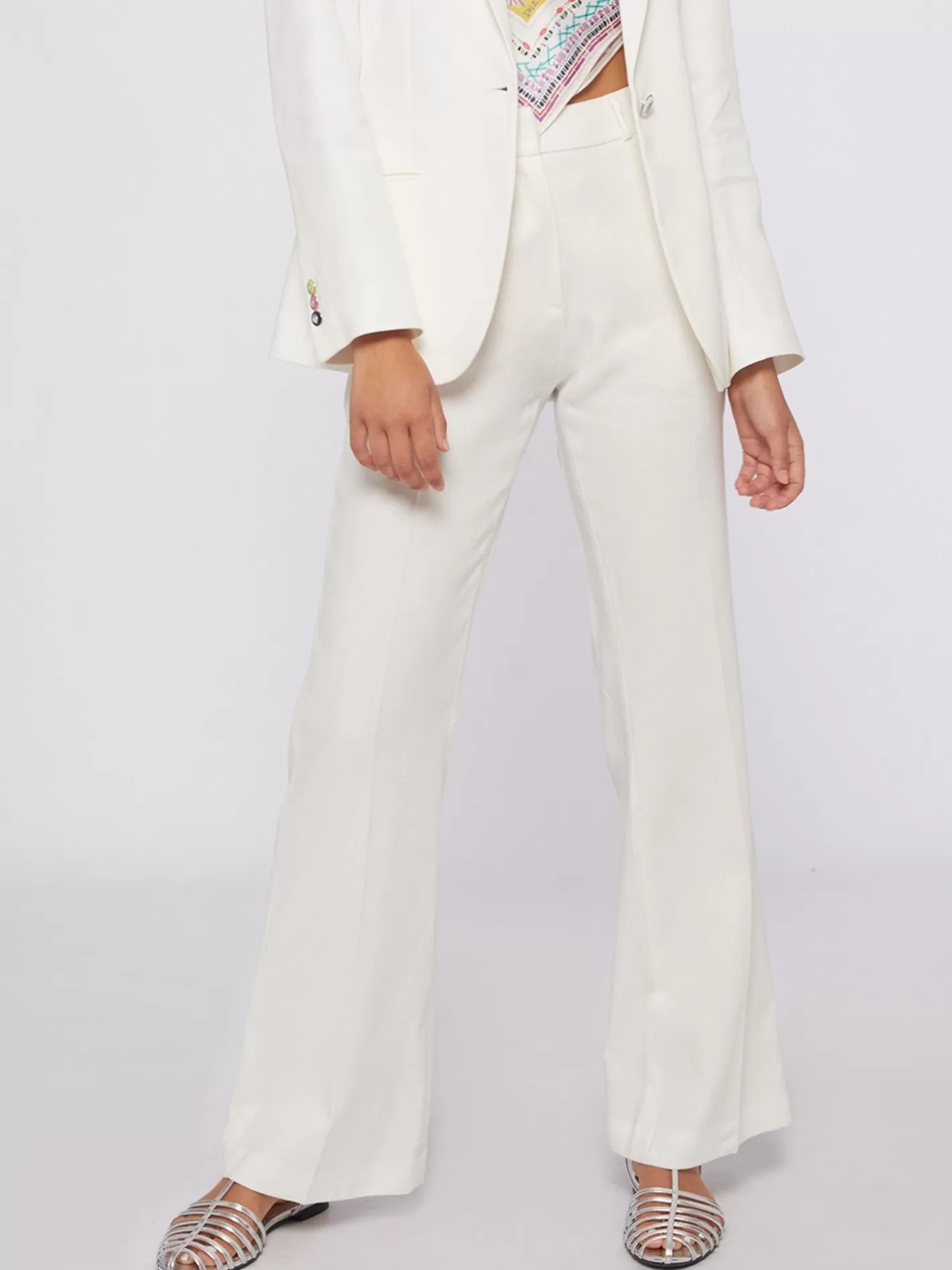 Pantalones | Vilagallo Pantalon Algodon Lino Blanco