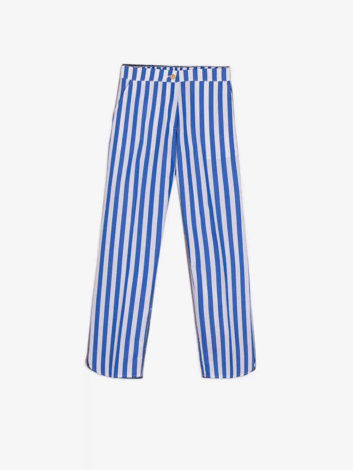 Pantalones | Vilagallo Pantalon Algodon Rayas Azul