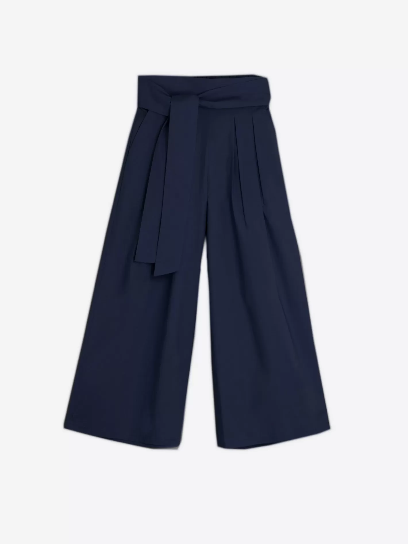 Pantalones | Vilagallo Pantalon Ancho Pinzas Popelin Marino