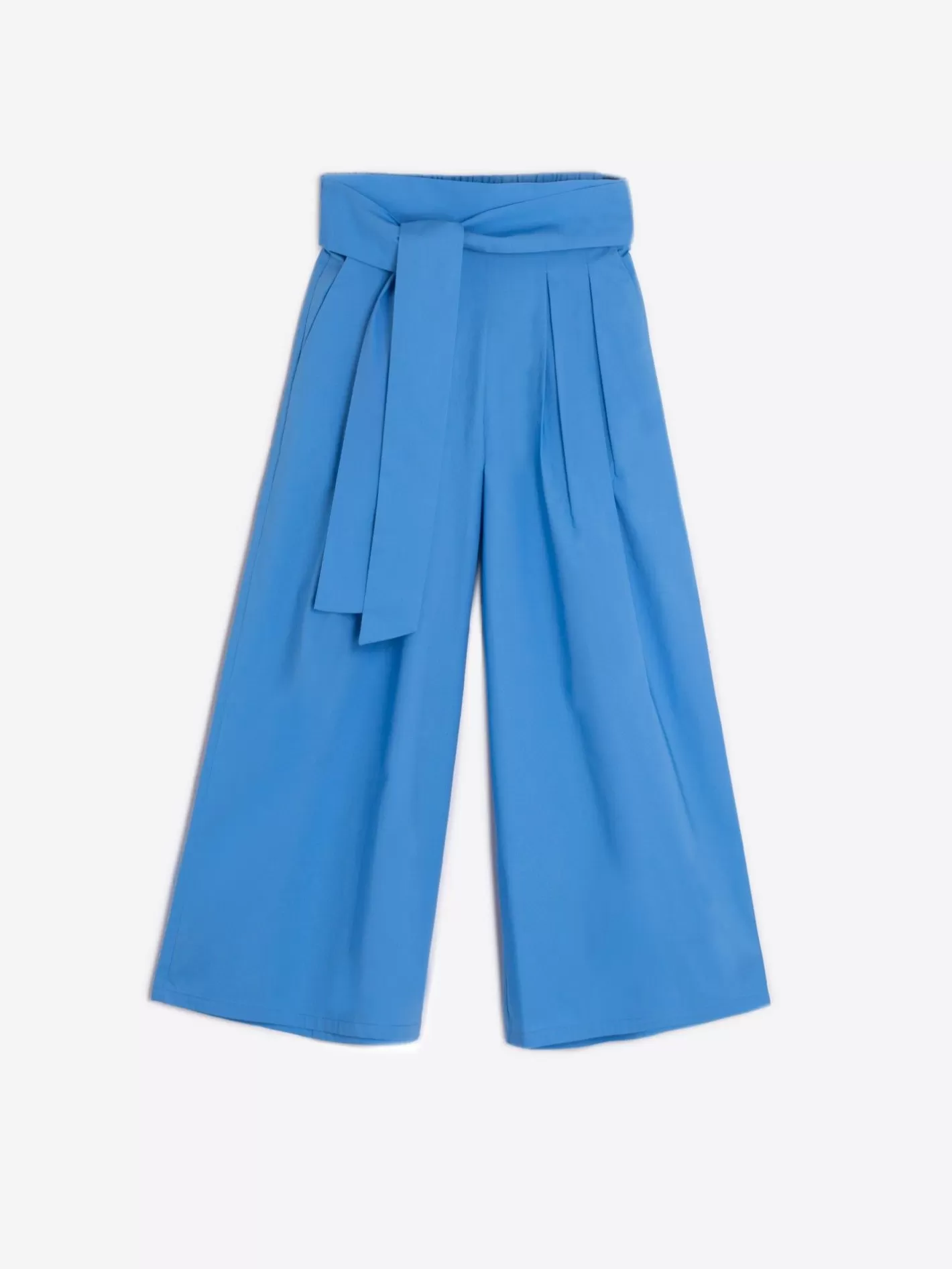 Pantalones | Vilagallo Pantalon Ancho Popelin Azul