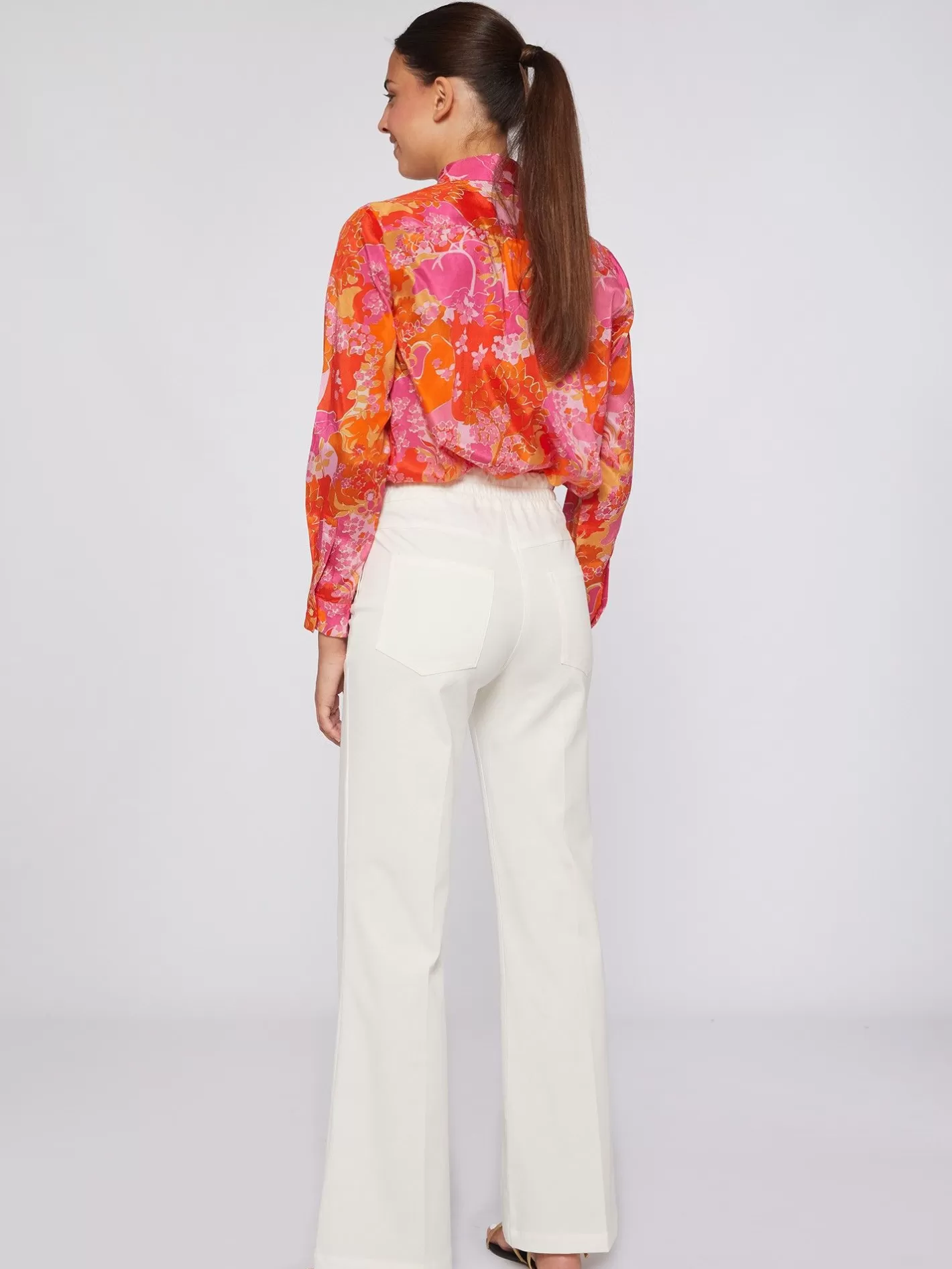 Pantalones | Vilagallo Pantalon Punto Blanco Botones Laterales Perfect Fit