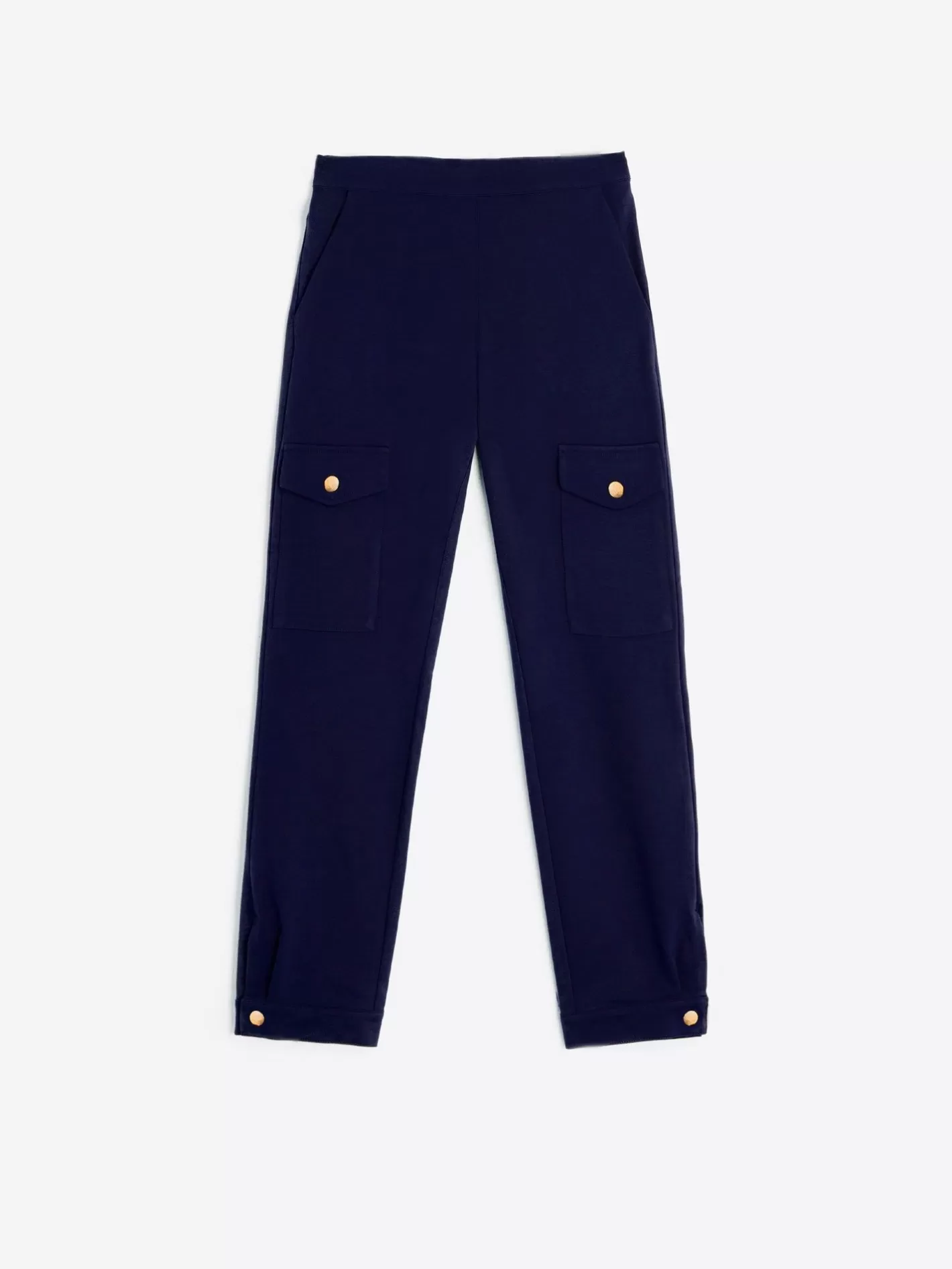 Pantalones | Vilagallo Pantalon Punto Cargo Navy Perfect Fit