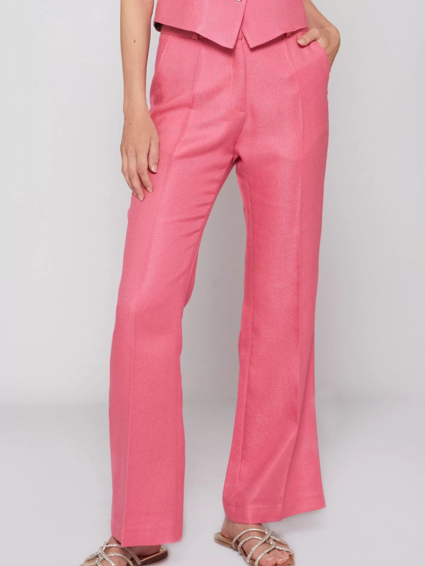 Pantalones | Vilagallo Pantalon Veronica Pink Savile