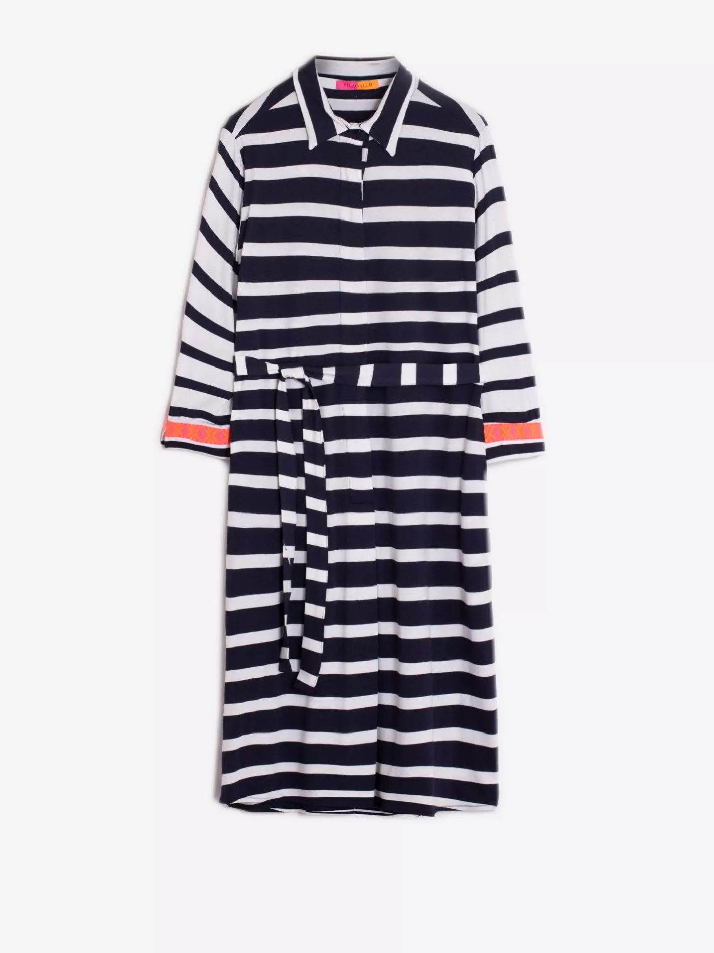 Vestidos | Vilagallo Vestido Adriana Ecru Navy Stripe Knit