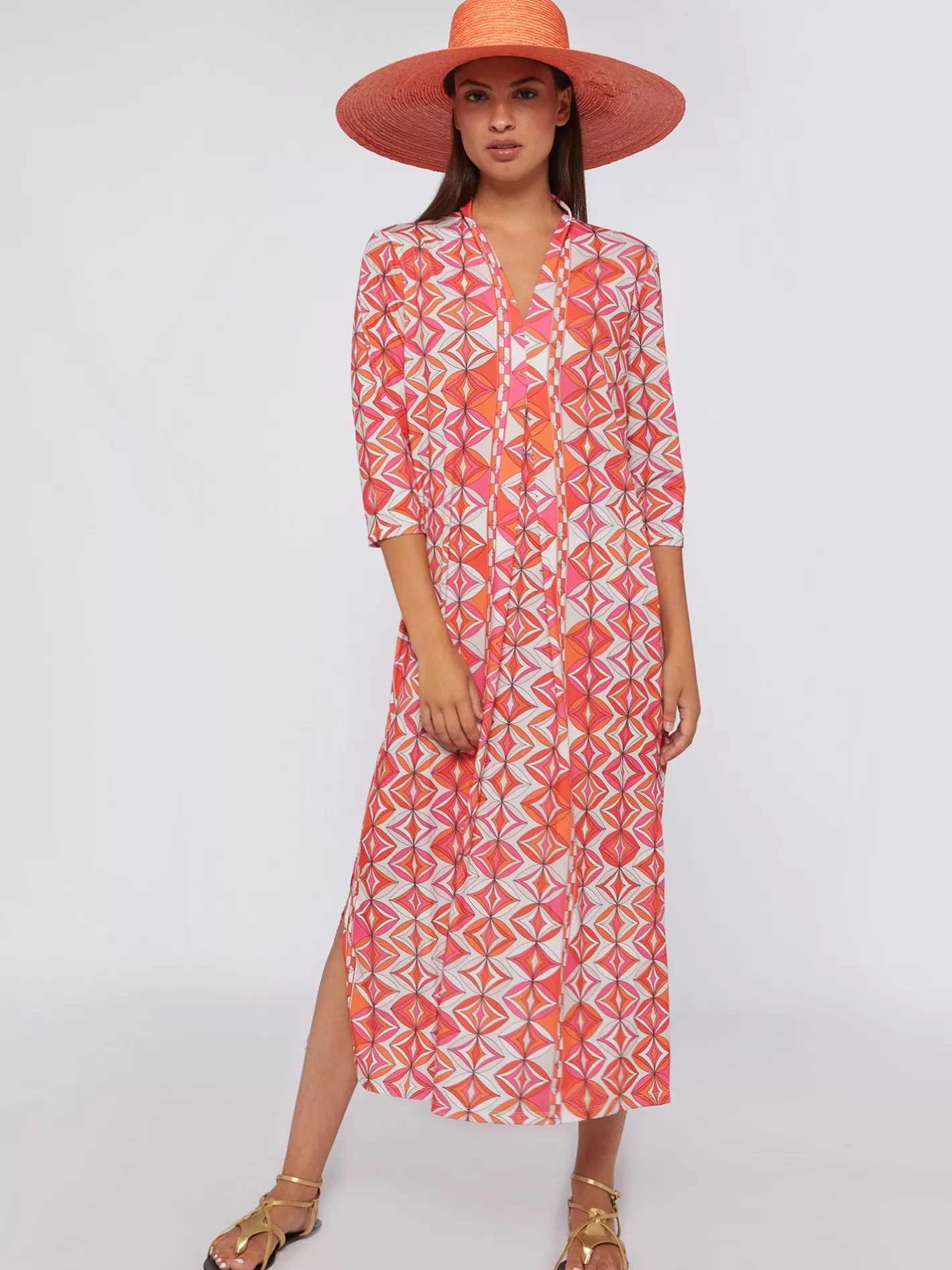 Vestidos | Vilagallo Vestido Noam Pink Geometric Knit Print