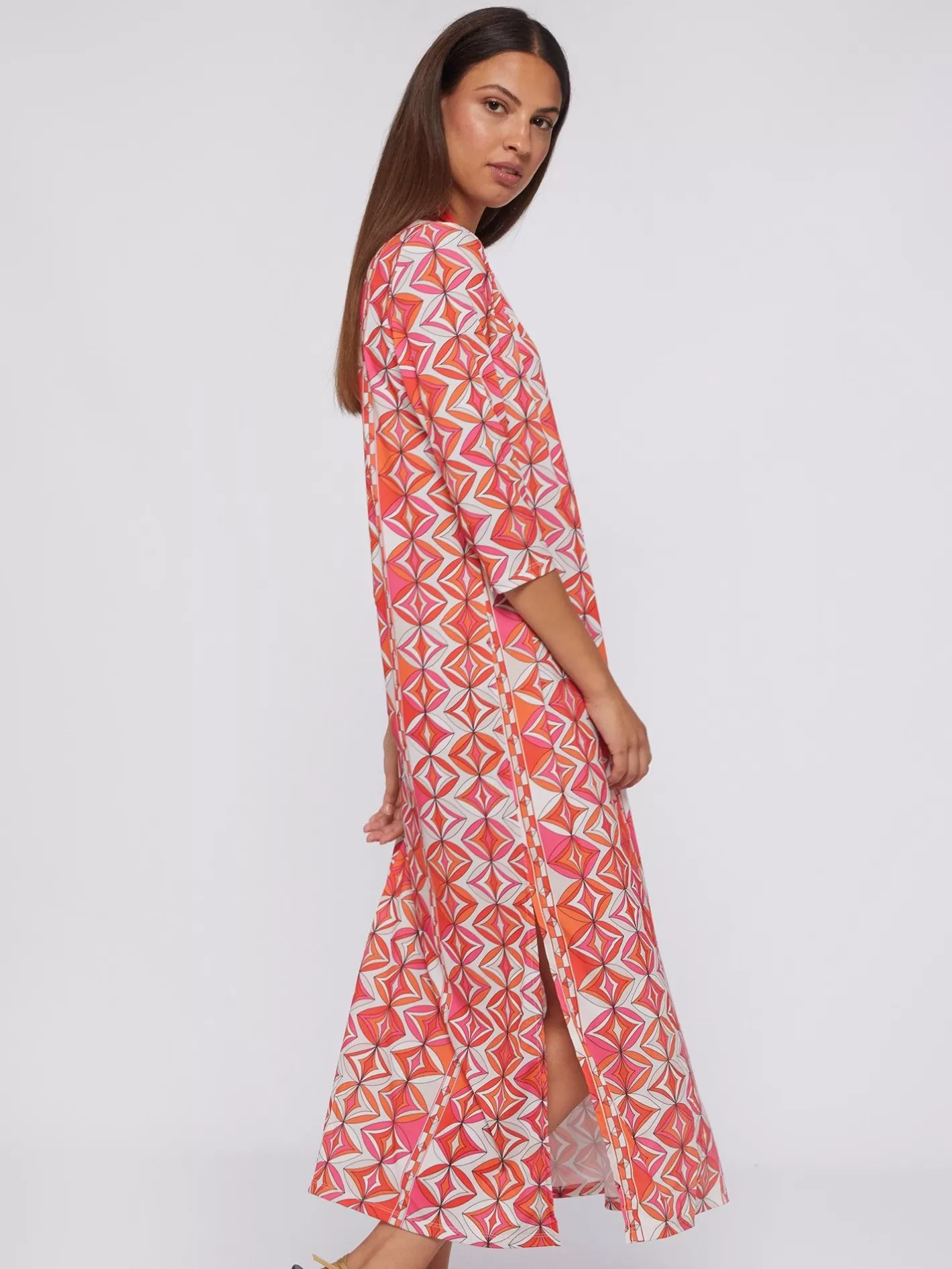 Vestidos | Vilagallo Vestido Noam Pink Geometric Knit Print