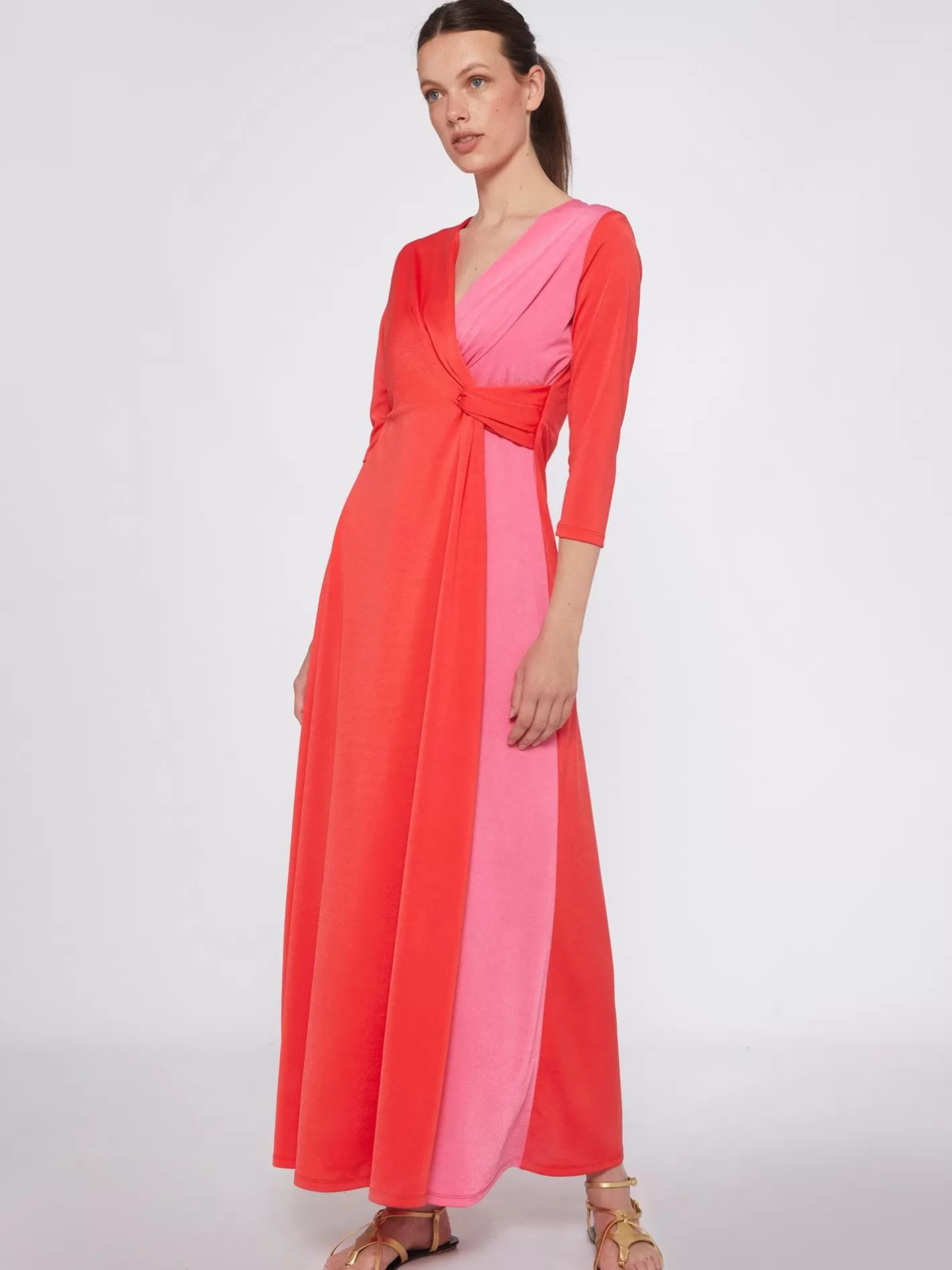 Vestidos | Vilagallo Vestido Punto Largo Satinado Bicolor