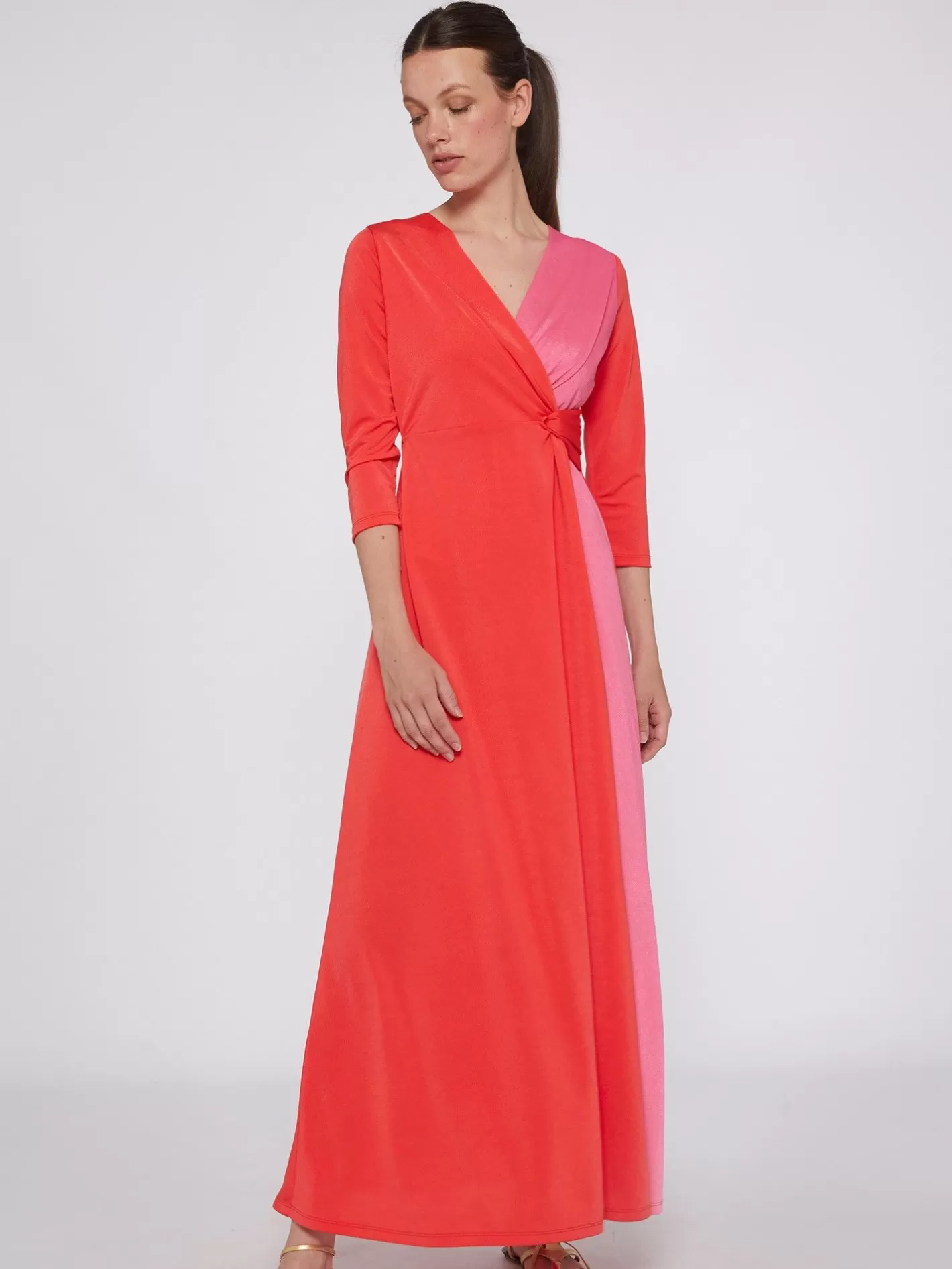 Vestidos | Vilagallo Vestido Punto Largo Satinado Bicolor